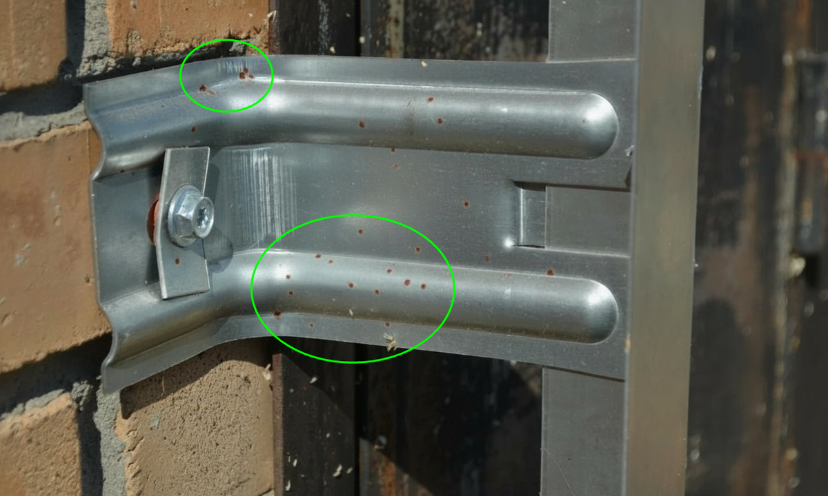Коррозия на кронштейне от металлической стружки (от сверления отверстий)