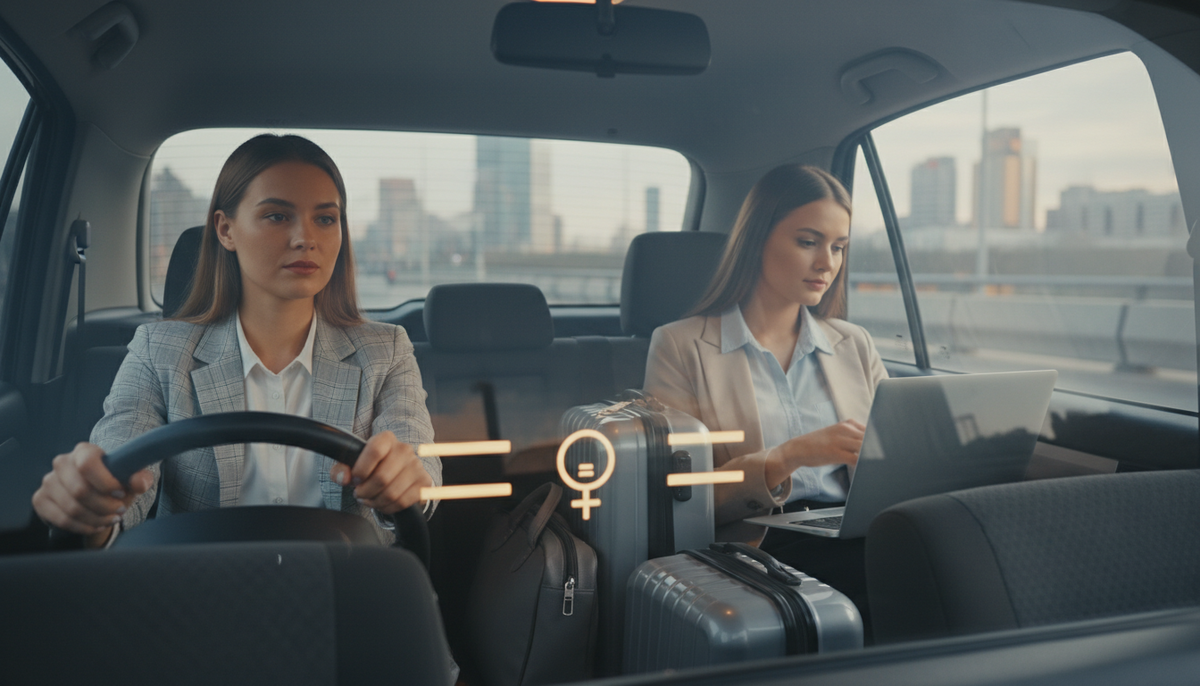 Женщина-водитель такси