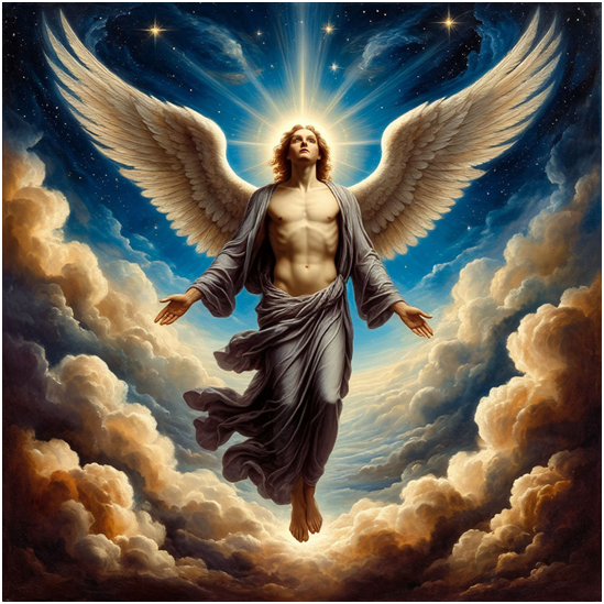 Сгенерировано ИИ- полёт Души на Небеса.