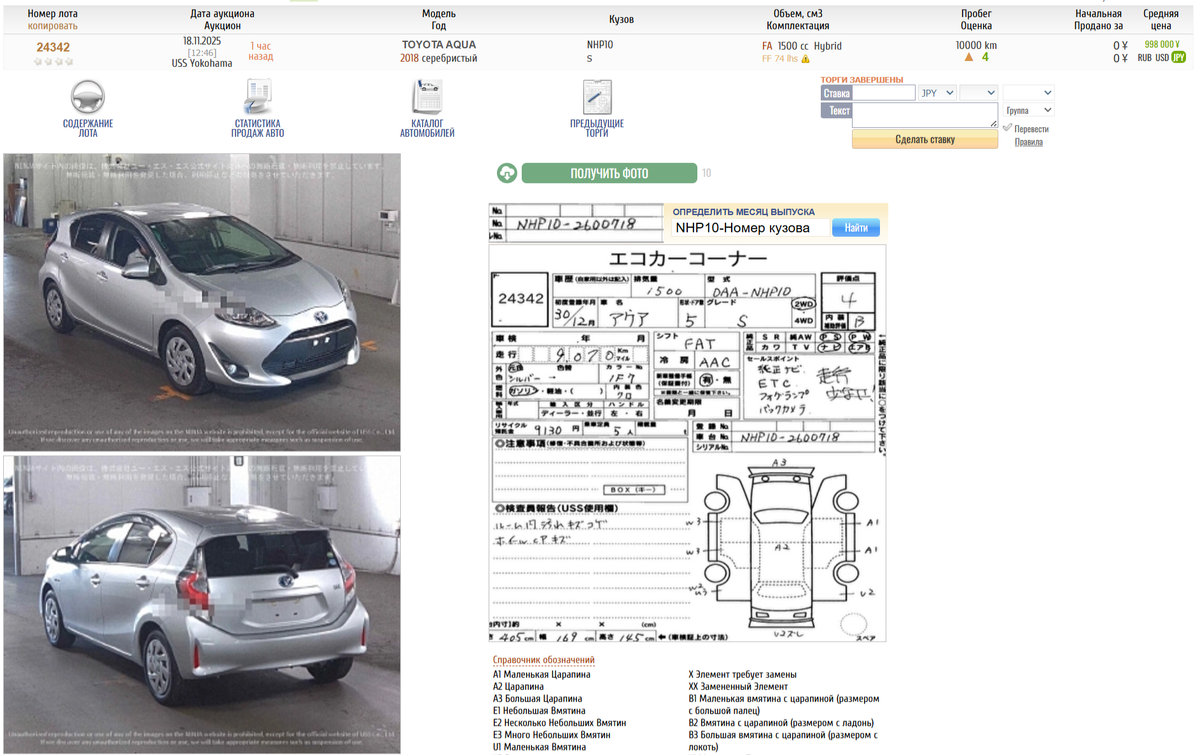Toyota Aqua с пробегом 9 000 км