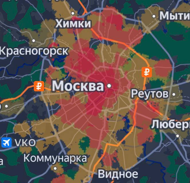 Карта активности приложения Яндекс Про