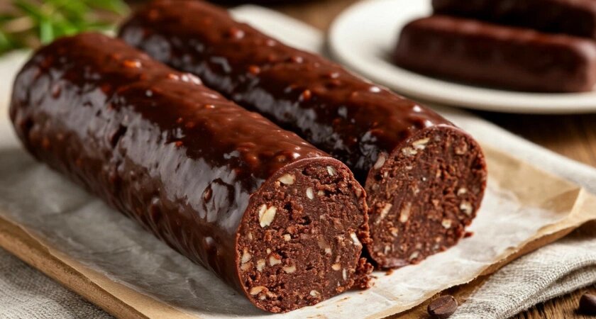   Шоколадная колбаса из детства – 10 мин замеса, 2 ч в холодильнике, десерт тает во рту без выпечки