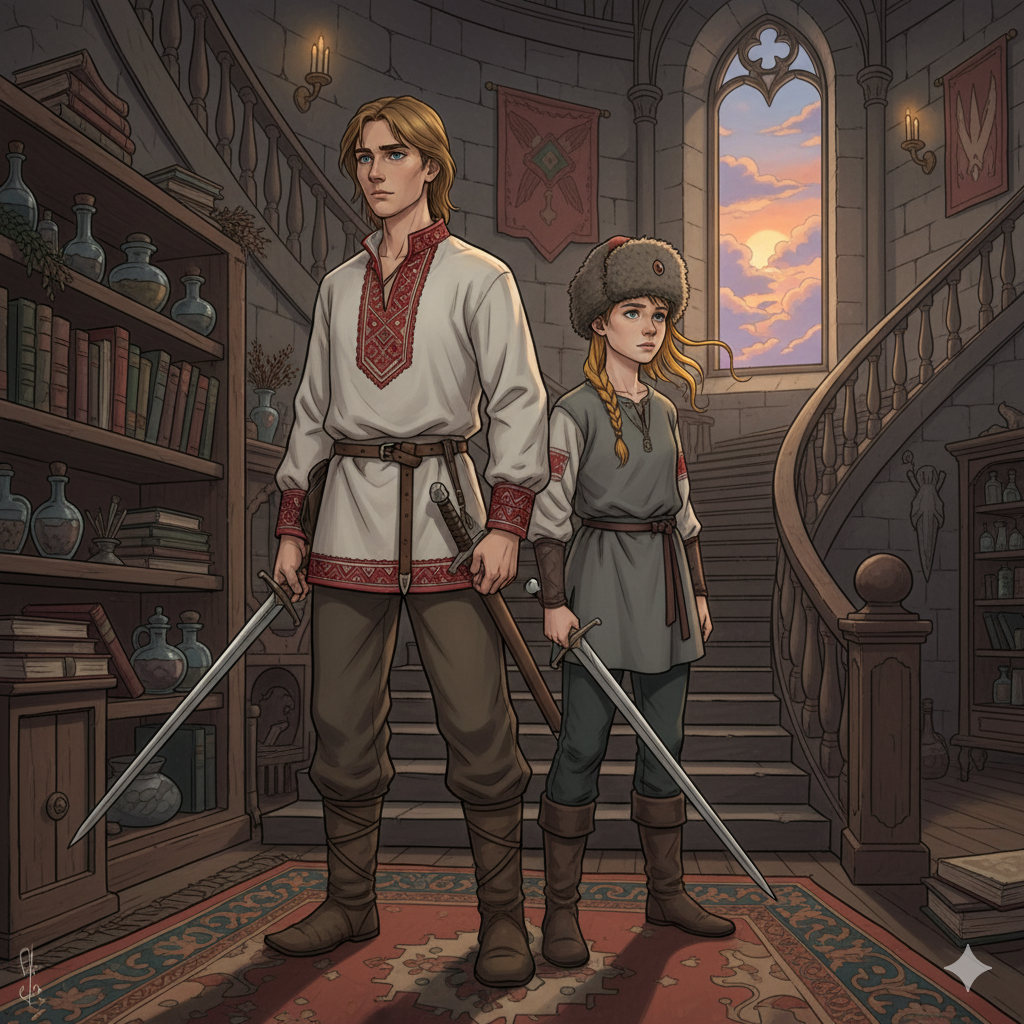 Про иллюстрирование "Трёх дней..." нужно отдельно рассказывать. Будем считать эту картинку анонсом. В целом нейросеть, которой я пользовался, неплохая, но иногда выдавала что-то вроде солдатской ушанки с красной звёздочкой вместо "невообразимого малахая", какой носила Василиса.