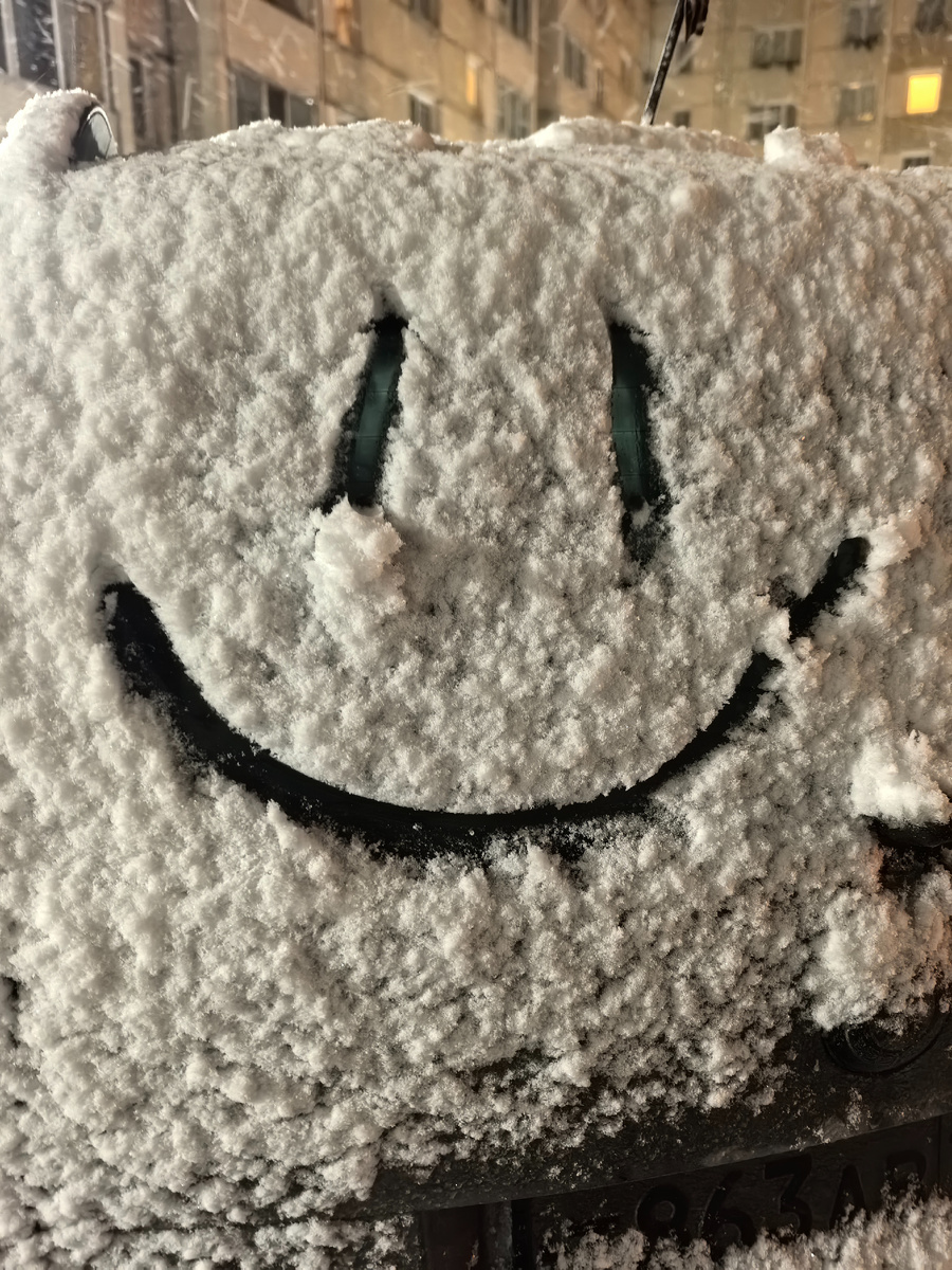 Мой Йети рад снегу)