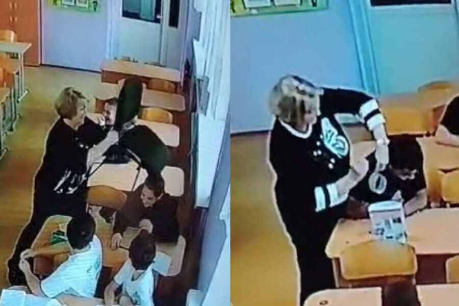 Скриншоты из видео, на котором зафиксированы действия педагога