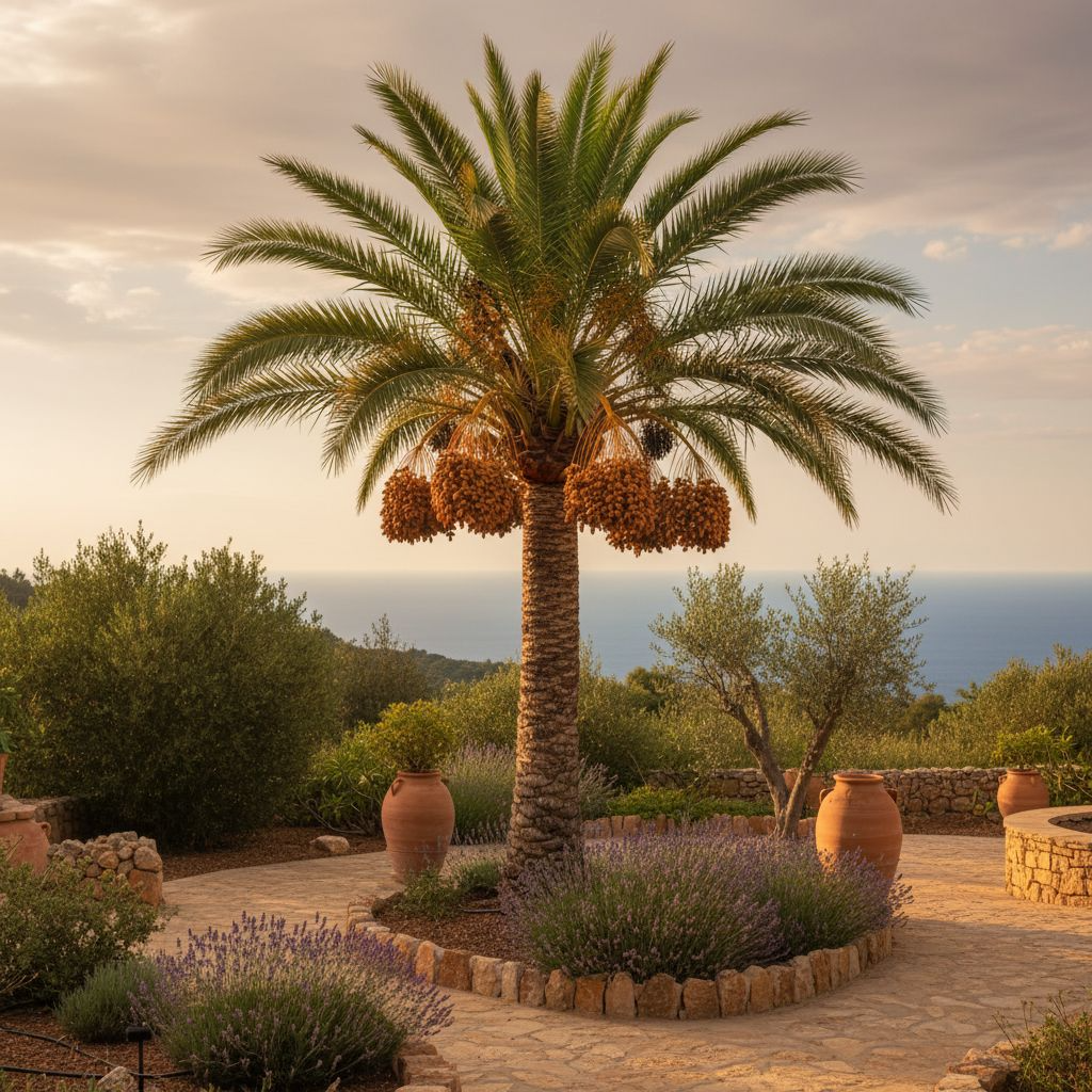 Финиковая пальма в средиземноморском саду