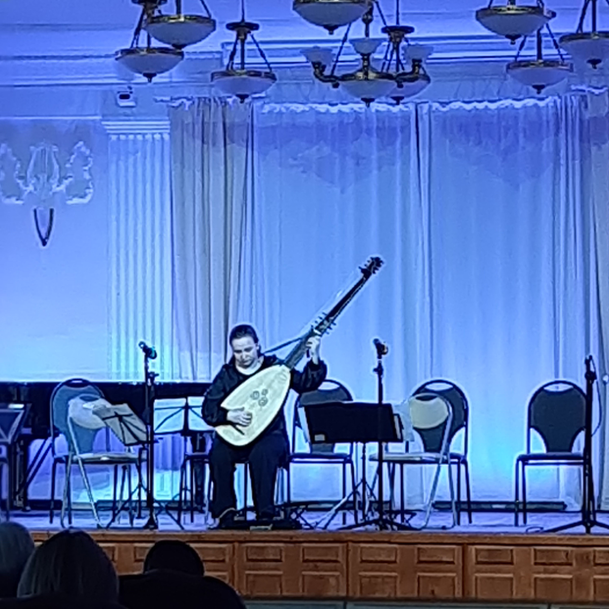 На теорбе играет Ольга Косолапова, педагог ДШИ 16 Красноярска