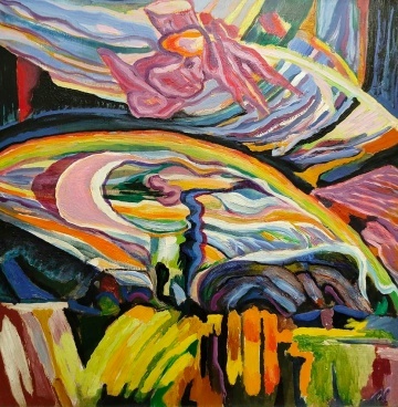 1 Хабаров "Лев Закат"
57х57 двп масло 2005 г
 