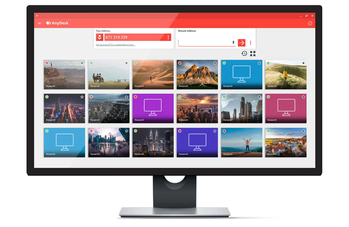 Экран монитора с интерфейсом программы AnyDesk — популярного инструмента для удалённого доступа