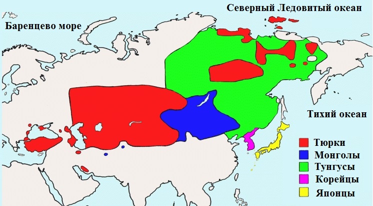 Алтайская языковая семья на карте