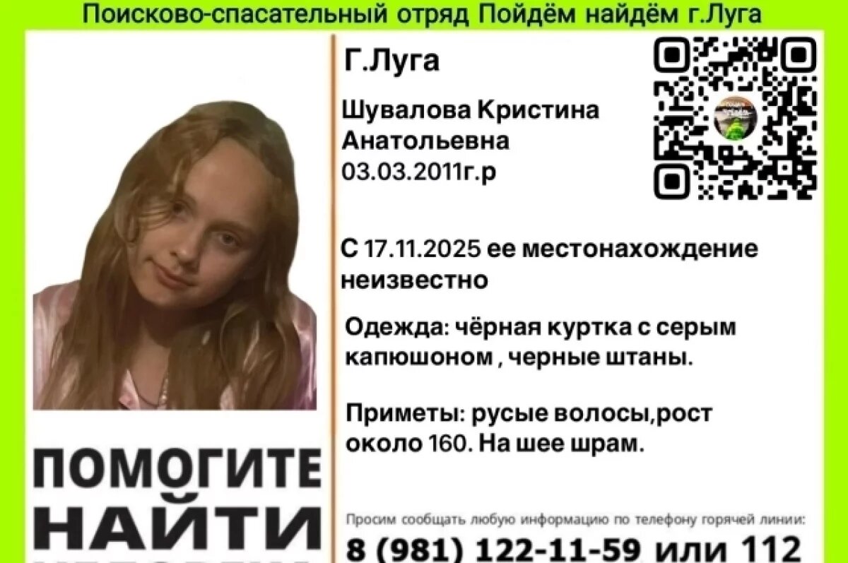    В Луге разыскивают пропавшую 14-летнюю школьницу