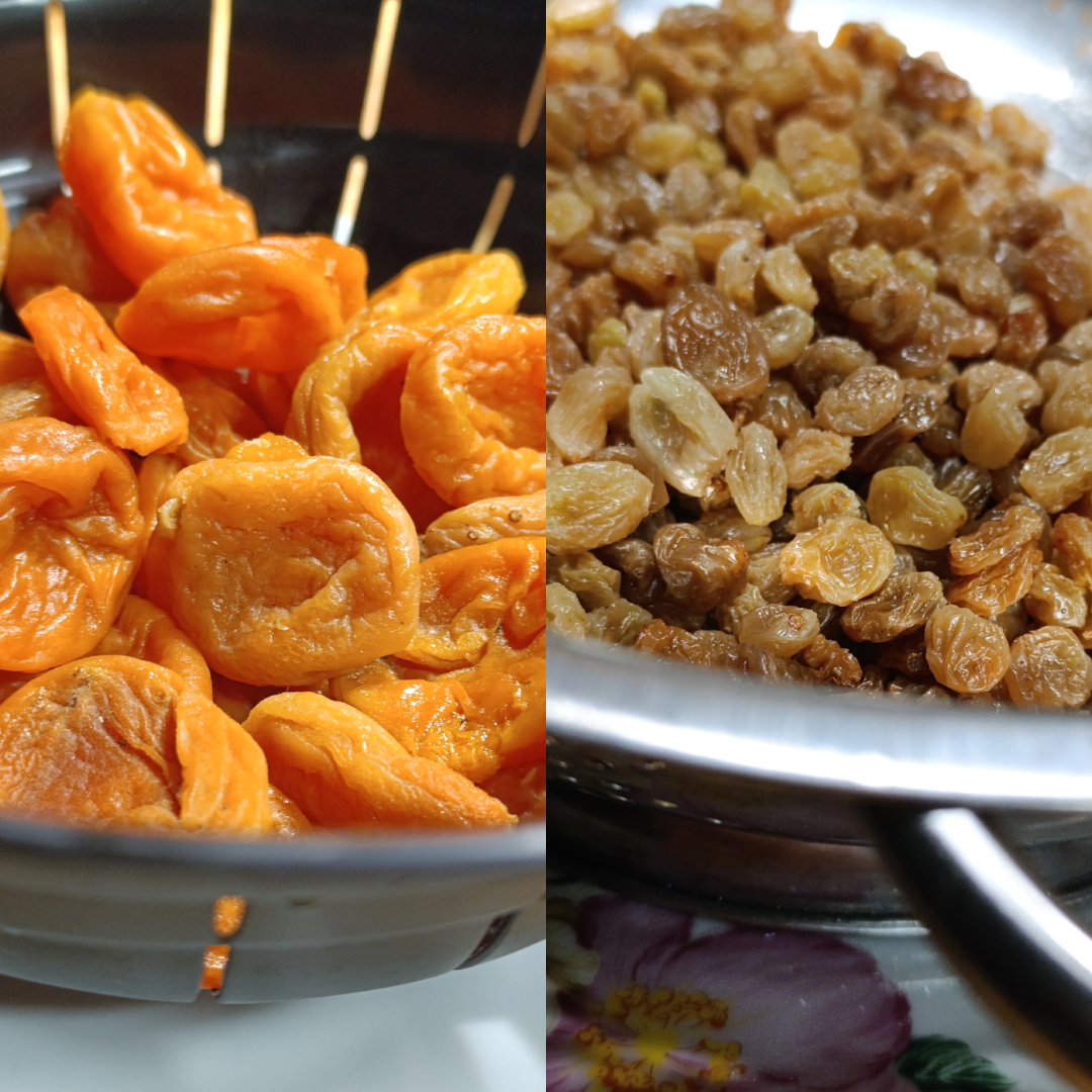 Подготовить курагу и изюм