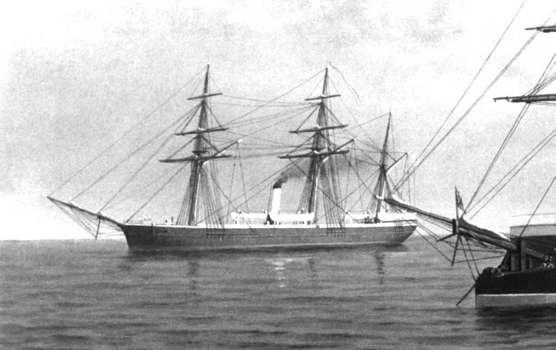 Клипер «Абрек» на Балтике. Художник А.П. Алексеев (фрагмент картины «Броненосный фрегат “Севастополь” и клипер “Абрек”»)