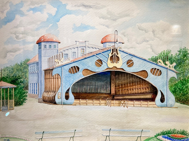    Летний театр в Первомайском парке на акварели И. Ликоренко