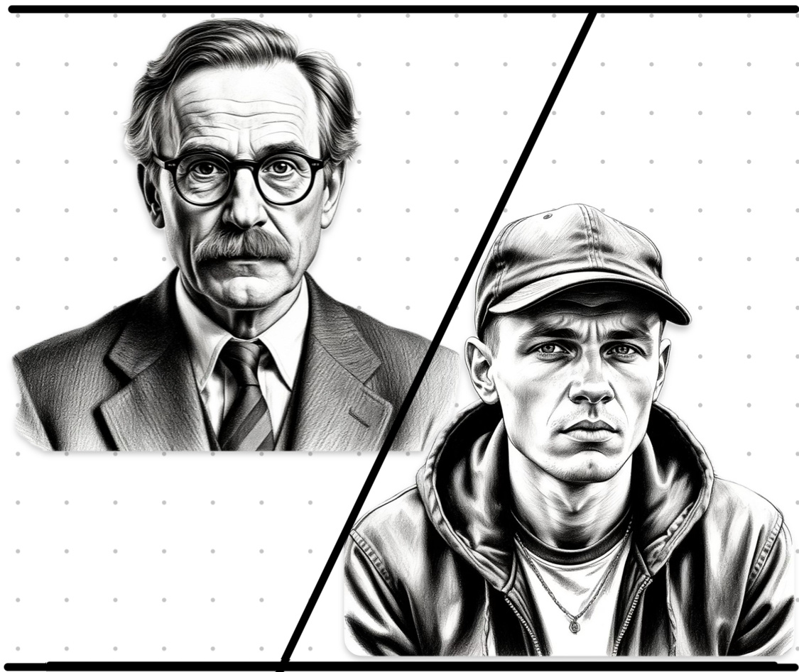 Интеллект+уважение к другим Vs Примитивность+самомнение