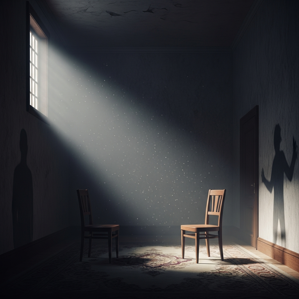 Два пустых стула. Между ними — расстояние жизни, которого никто не выбирал.