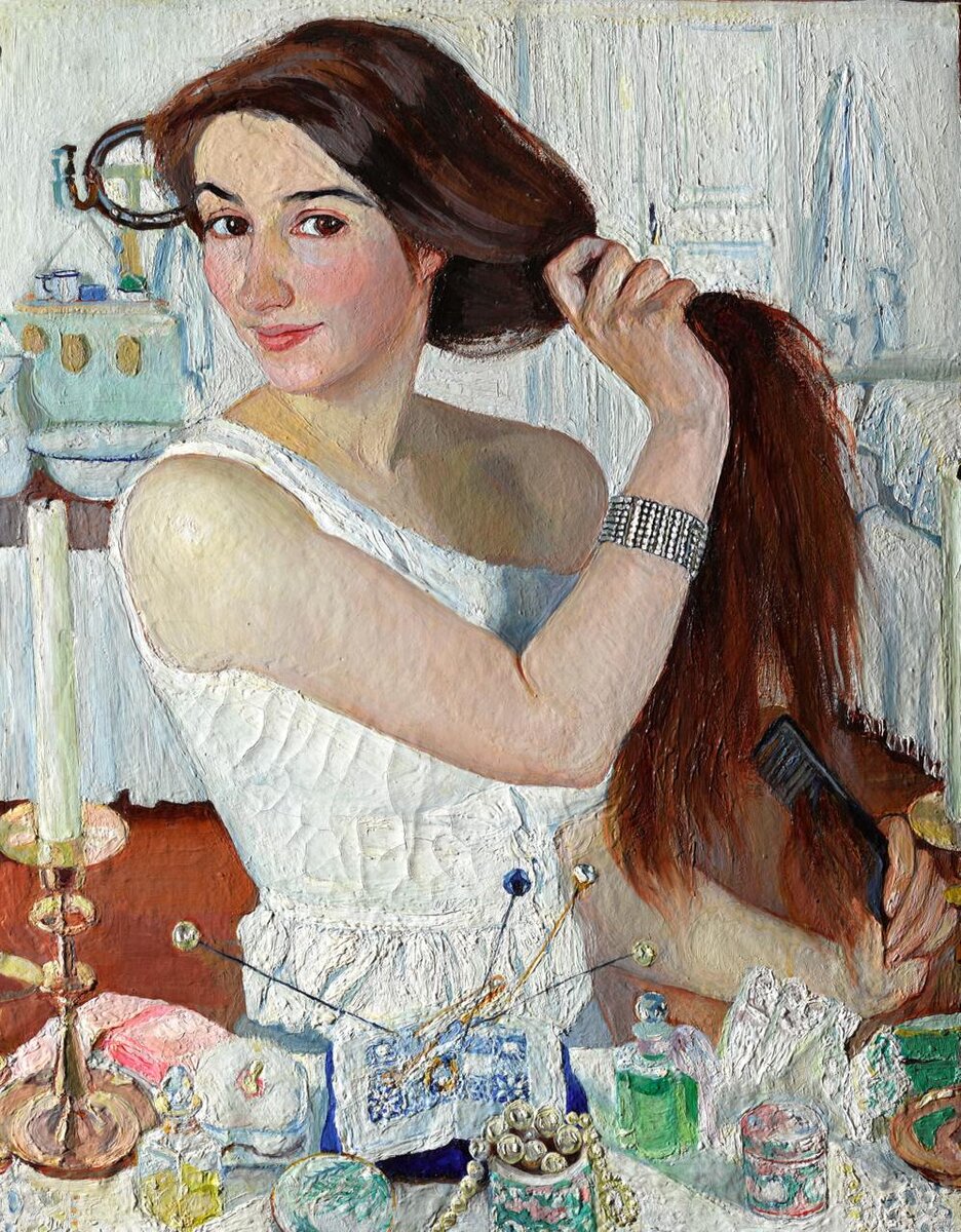 Зинаида Серебрякова. "За туалетом". Автопортрет (1909)