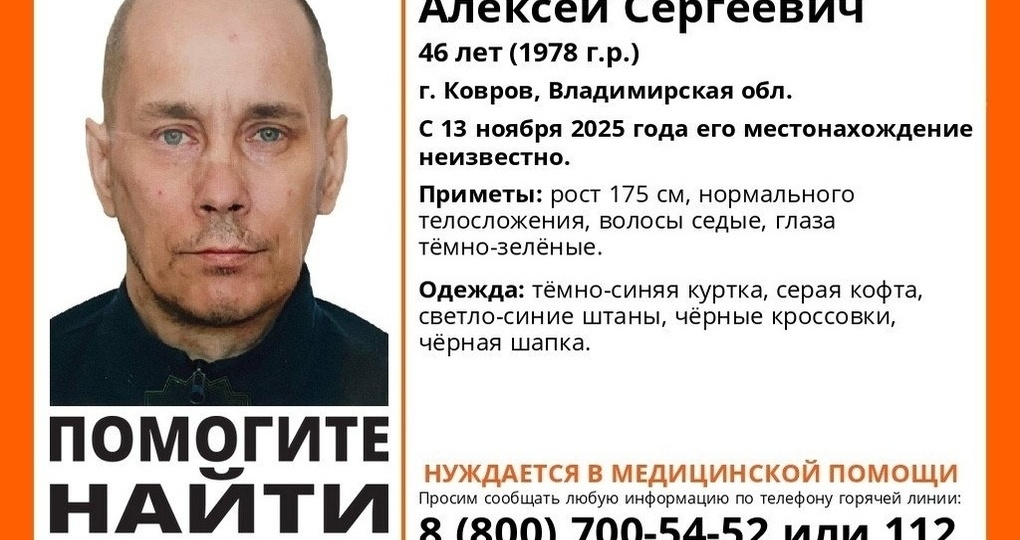 Неделю идут поиски нуждающегося в медпомощи жителя Коврова