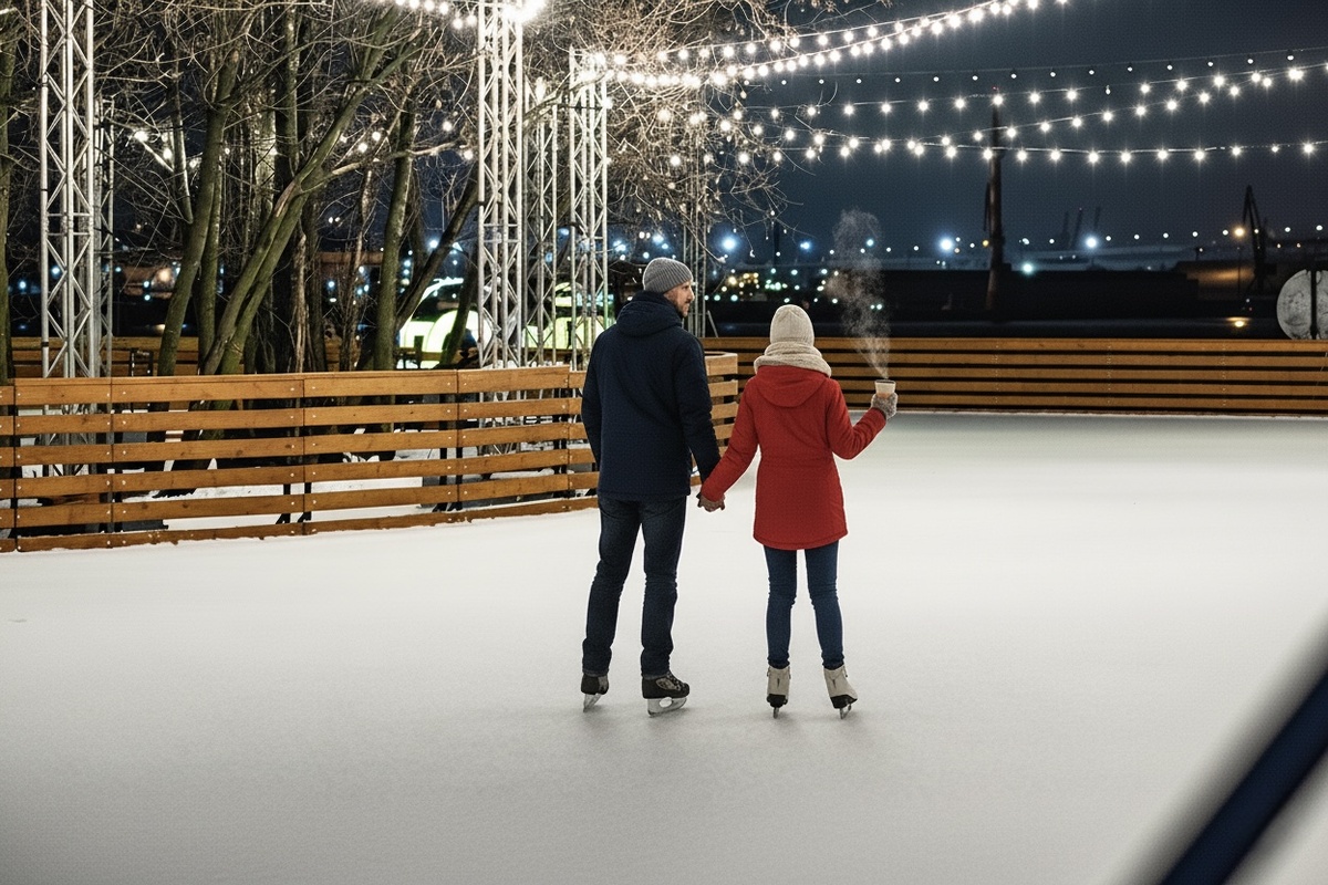Романтический отдых на катке Севкабель Порт, зимний досуг для пар