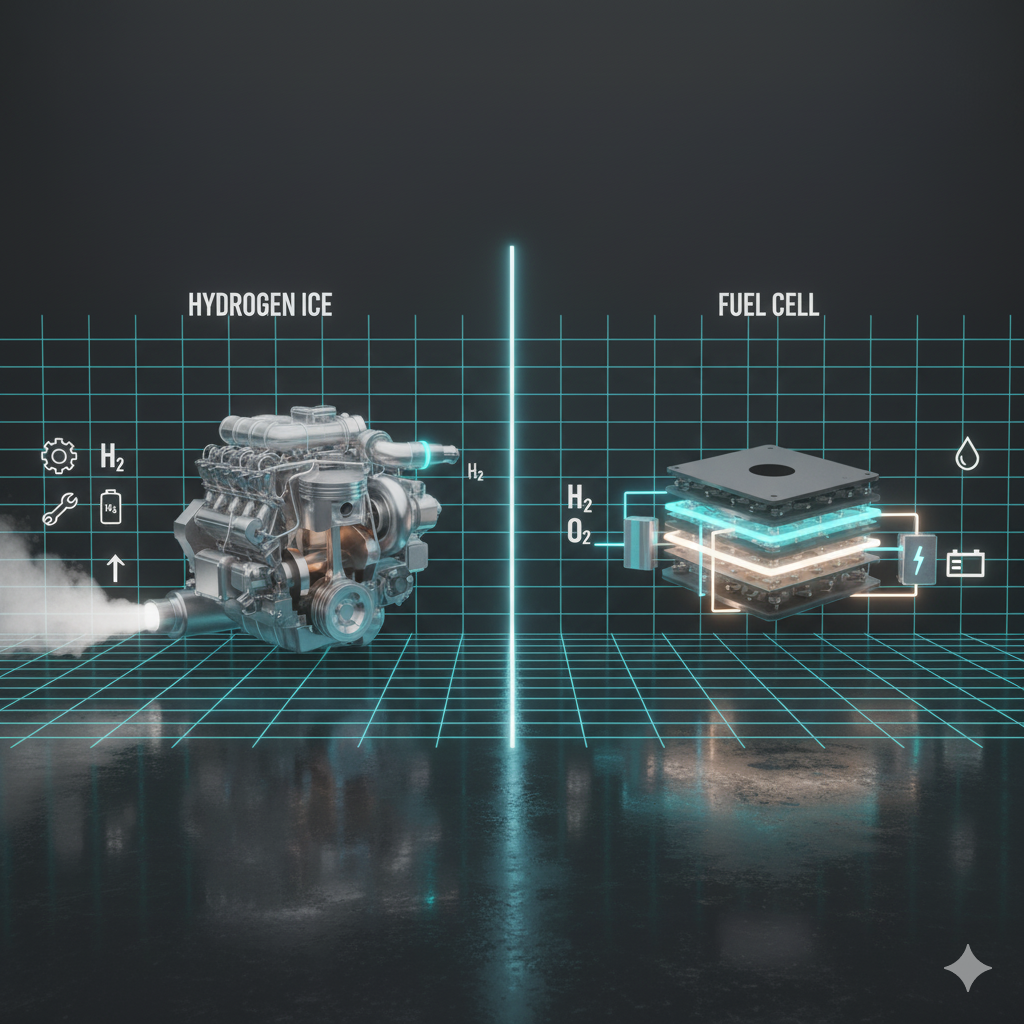 Когда говорят про "машины на водороде", часто смешивают две разные технологии:

двигатель внутреннего сгорания, который работает на водороде

электропривод на основе топливных элементов, где водород вообще не горит

Разберёмся, чем они отличаются и где у каждой есть смысл.