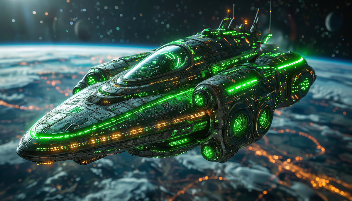 Это был довольно большой корабль. Технологии позволили незаметно приблизиться к Земле.