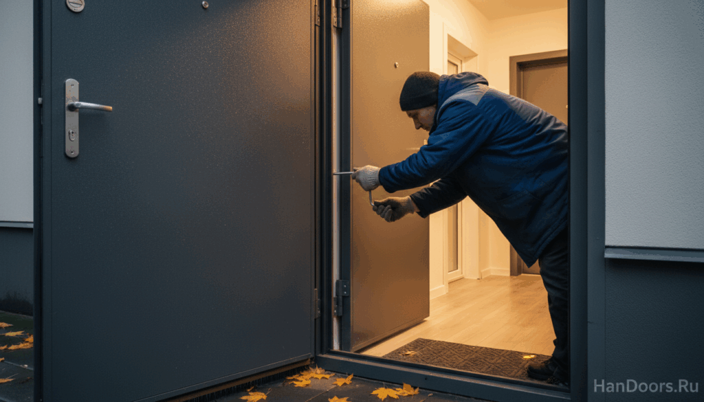    Зачем нужна регулировка петель на металлической входной двери Autor