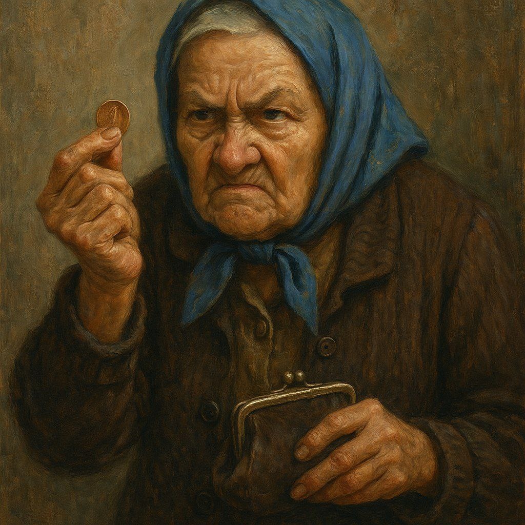 "Бабка-копеечница" - изображение, созданное искусственным интеллектом.