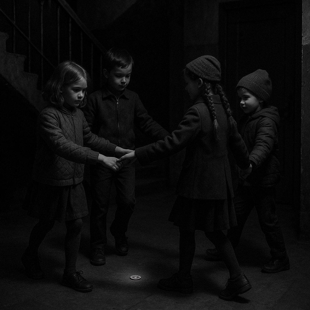 Дети вызывают "Бабку-копеечницу" - изображение, созданное при помощи ИИ.