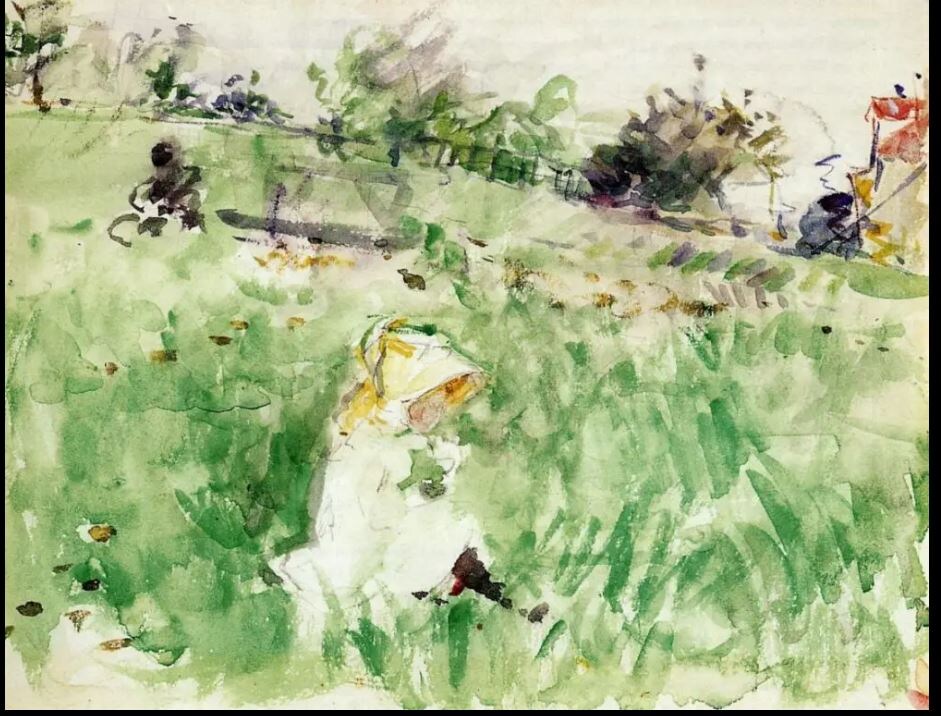 Берта Моризо «Маленькая девочка, сидящая на траве» 1882 г. Фото из Инета