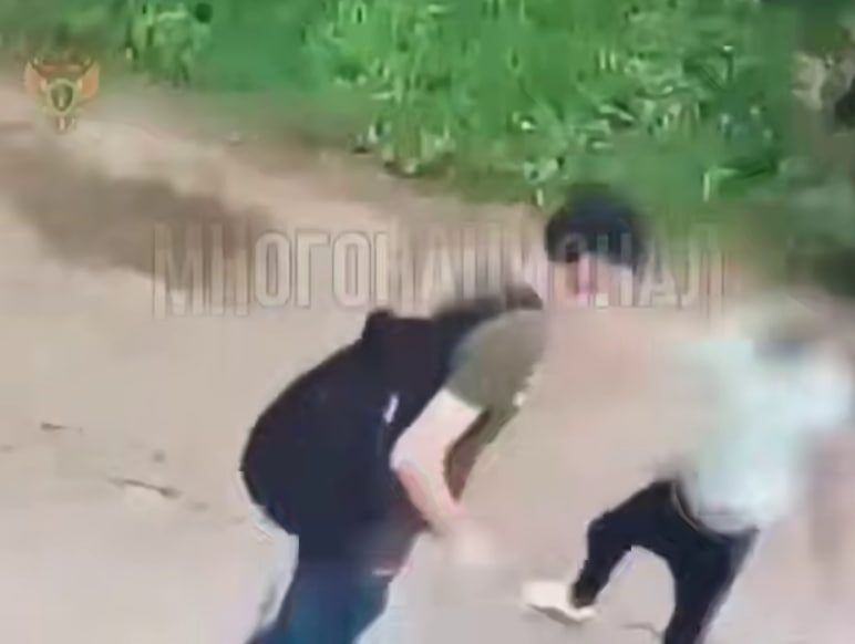    Момент, когда Геннадий делает замечание мигрантам и тут же получает страшные удары. Скриншот: телеграм-канал "Многонационал"