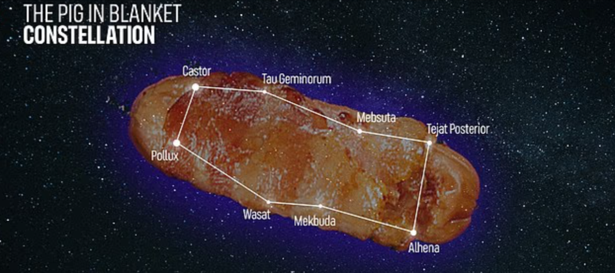 Созвездие Свиньи в Одеяле состоит из звёзд Близнецов — Кастора, Тау Близнецов, Мебсуты, Теджата Заднего, Альхены, Мекбуды, Васата и Поллукса
