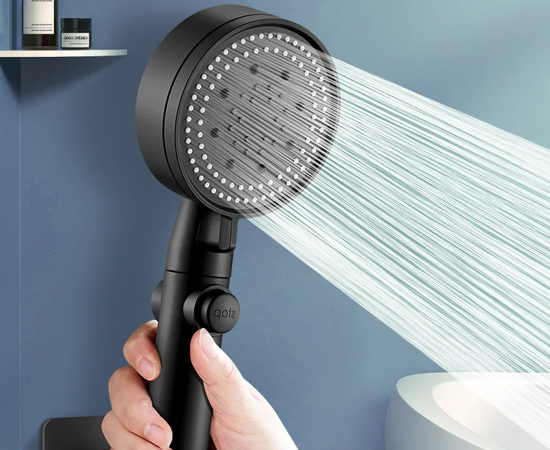 Водосберегающая черная душевая лейка с 5 режимами