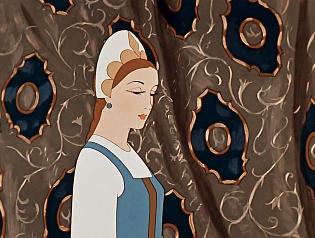 Кадр из мультфильма Сказка о мертвой царевне и семи богатырях 1951 год