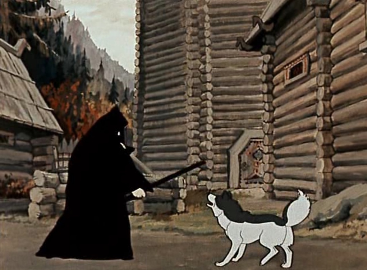 Кадр из мультфильма Сказка о мертвой царевне и семи богатырях 1951 год