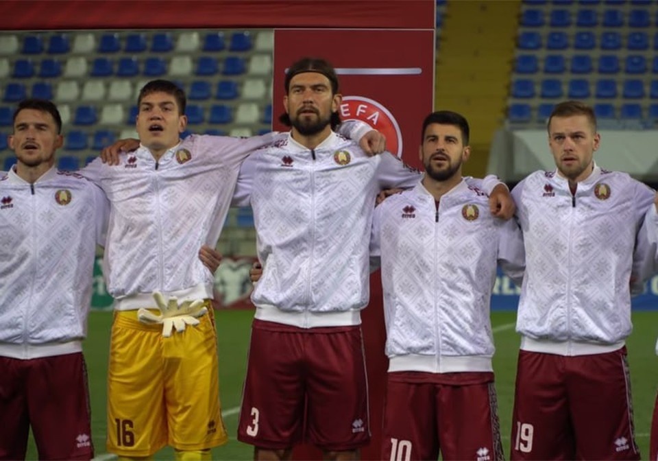    Сборная Беларуси завершила отборочный турнир ничьей с греками. Фото: кадр видео АБФФ
