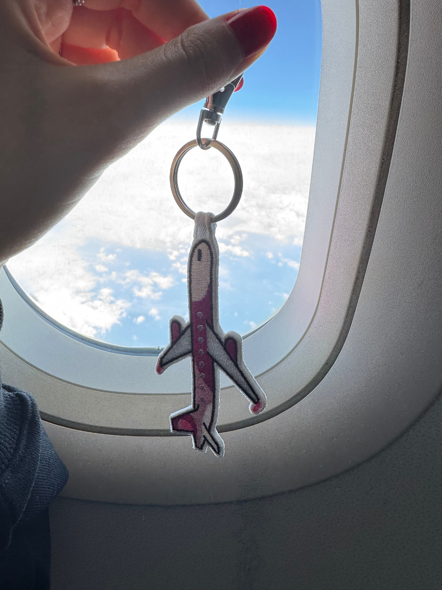 Полет Сеул-Осака. Март 2025. Фото автора. Брелок авиакомпании Peach