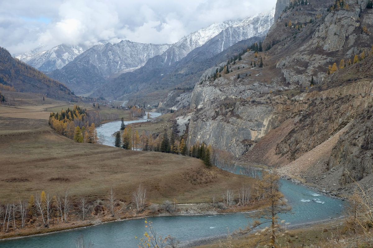 Бирюзовая лента в долине вдоль Чуйского тракта --≥≥