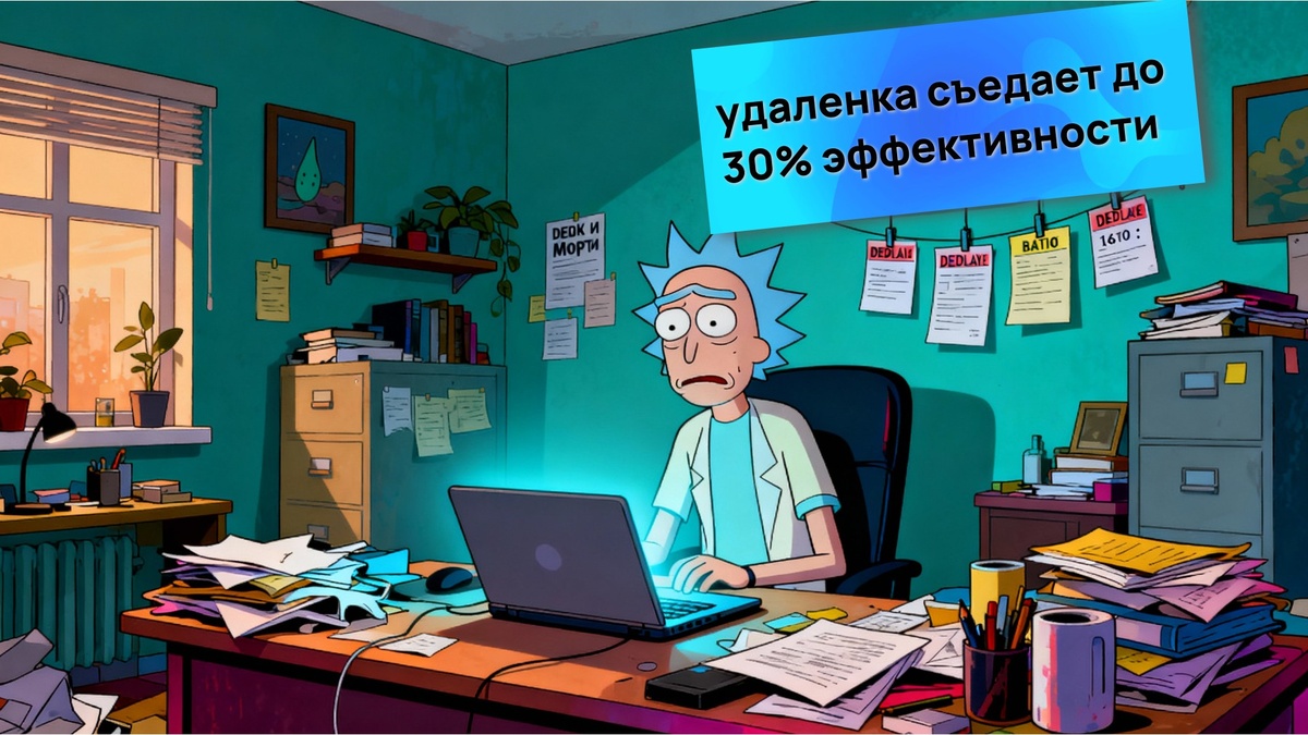 Удалёнка съедает до 30% эффективности