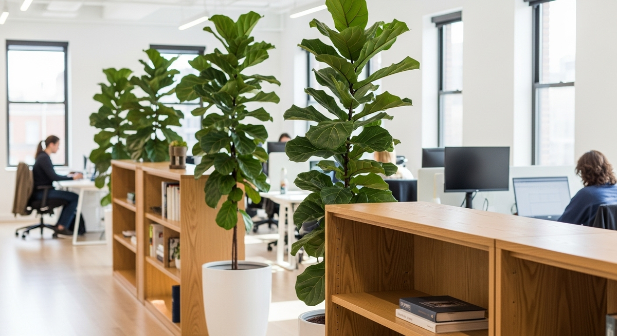 высокие растения как граница в офисе