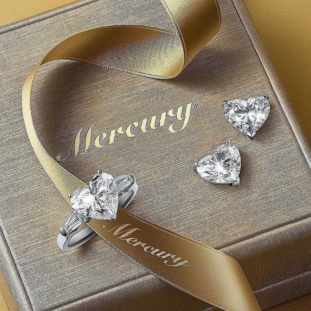 Кольцо и серьги Mercury Classic из белого золота с бриллиантами