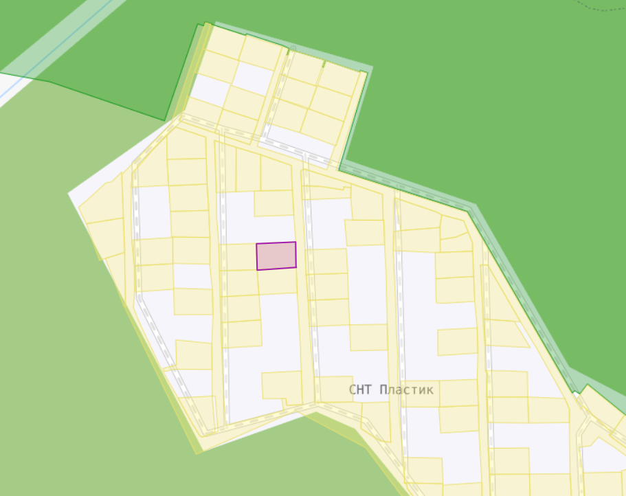 Участок с границами, отображаемый на публичной кадастровой карте