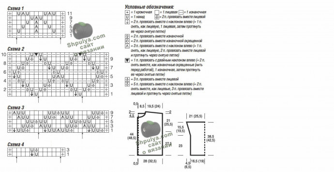 Схема вязания и выкройка ажурного жакета
