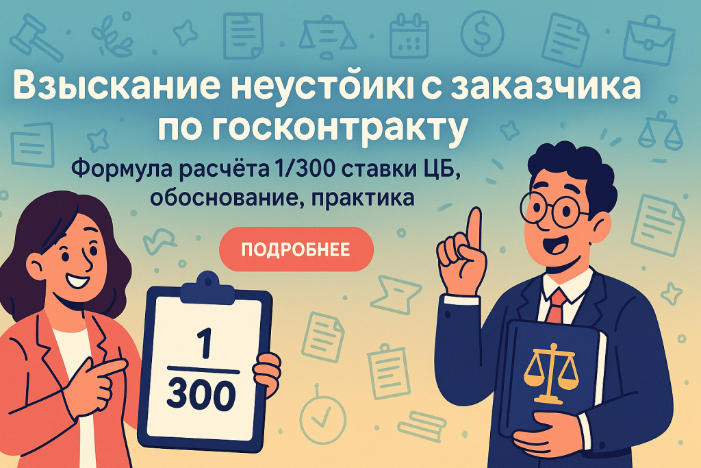   Взыскание неустойки с заказчика по госконтракту: формула расчета 1/300 ставки ЦБ, обоснование, практика