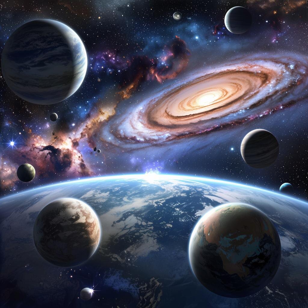 Планеты. Иллюстрация сгенерирована нейросетью