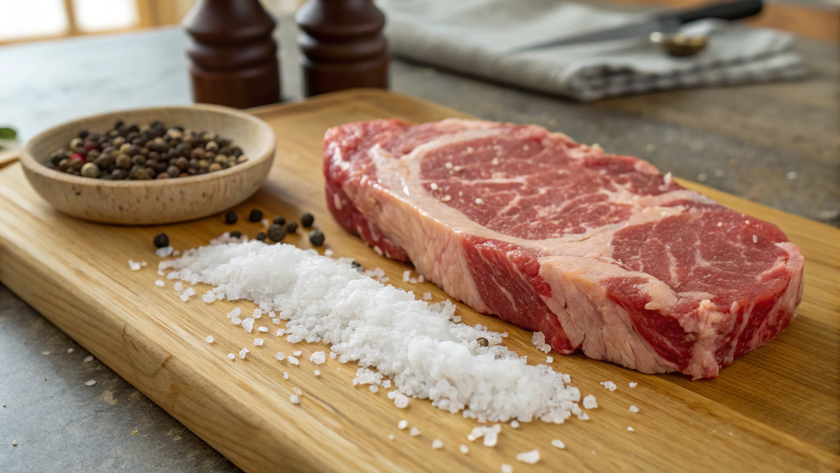 Сырое мясо и простые приправы