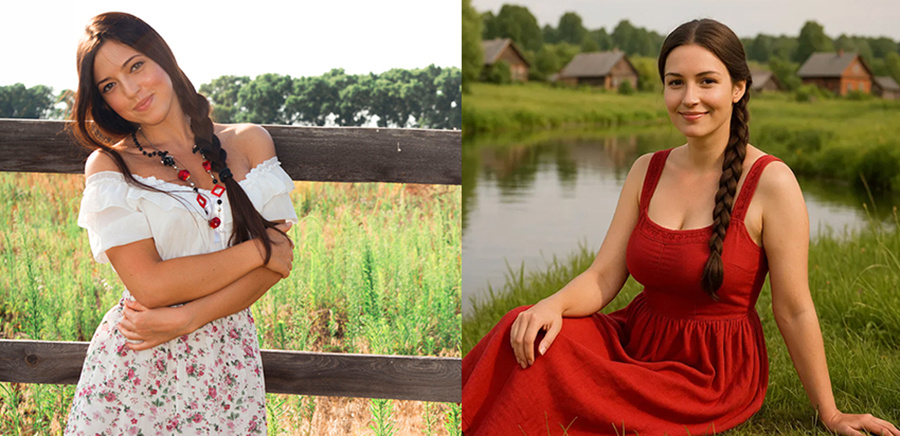 Деревенская девушка и ИИ создало девушку