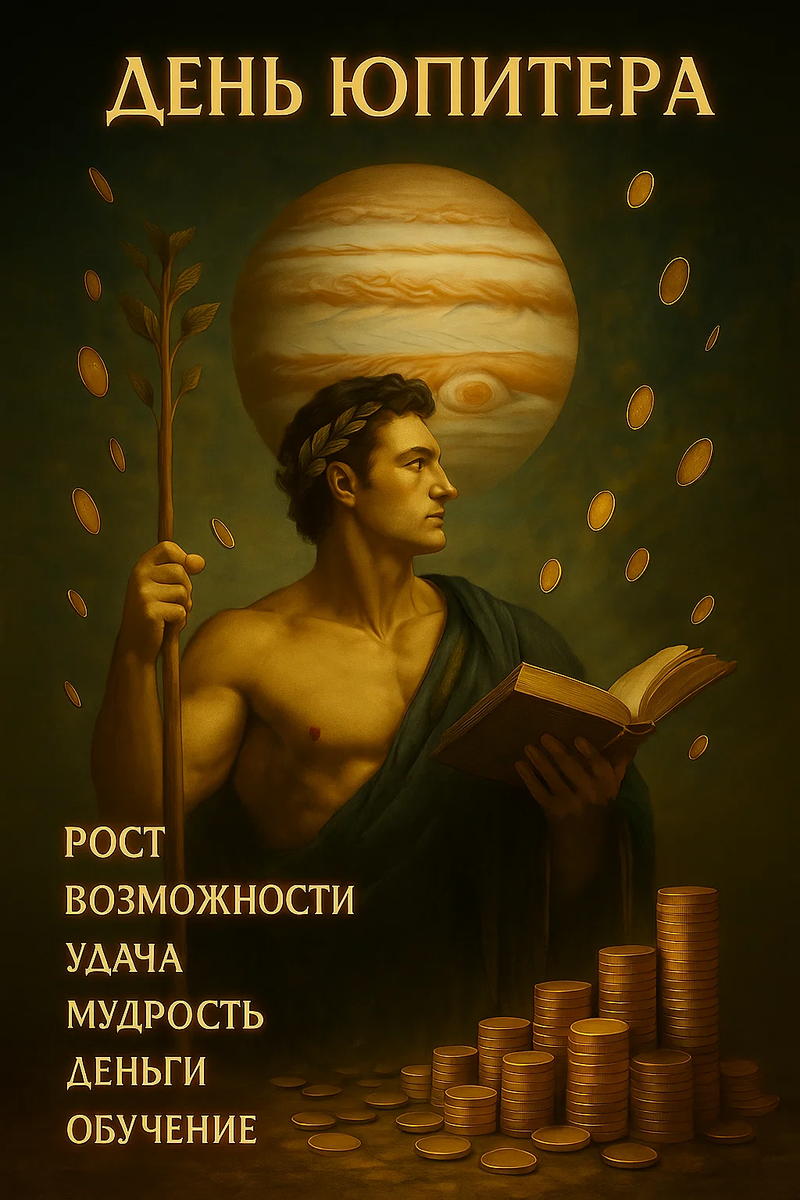 Четверг — день щедрой, широкой, мудрой энергии. Он связан с Юпитером: рост, удача, изобилие, обучение, развитие, расширение границ. Это день, когда мир становится чуть шире, чем вчера.