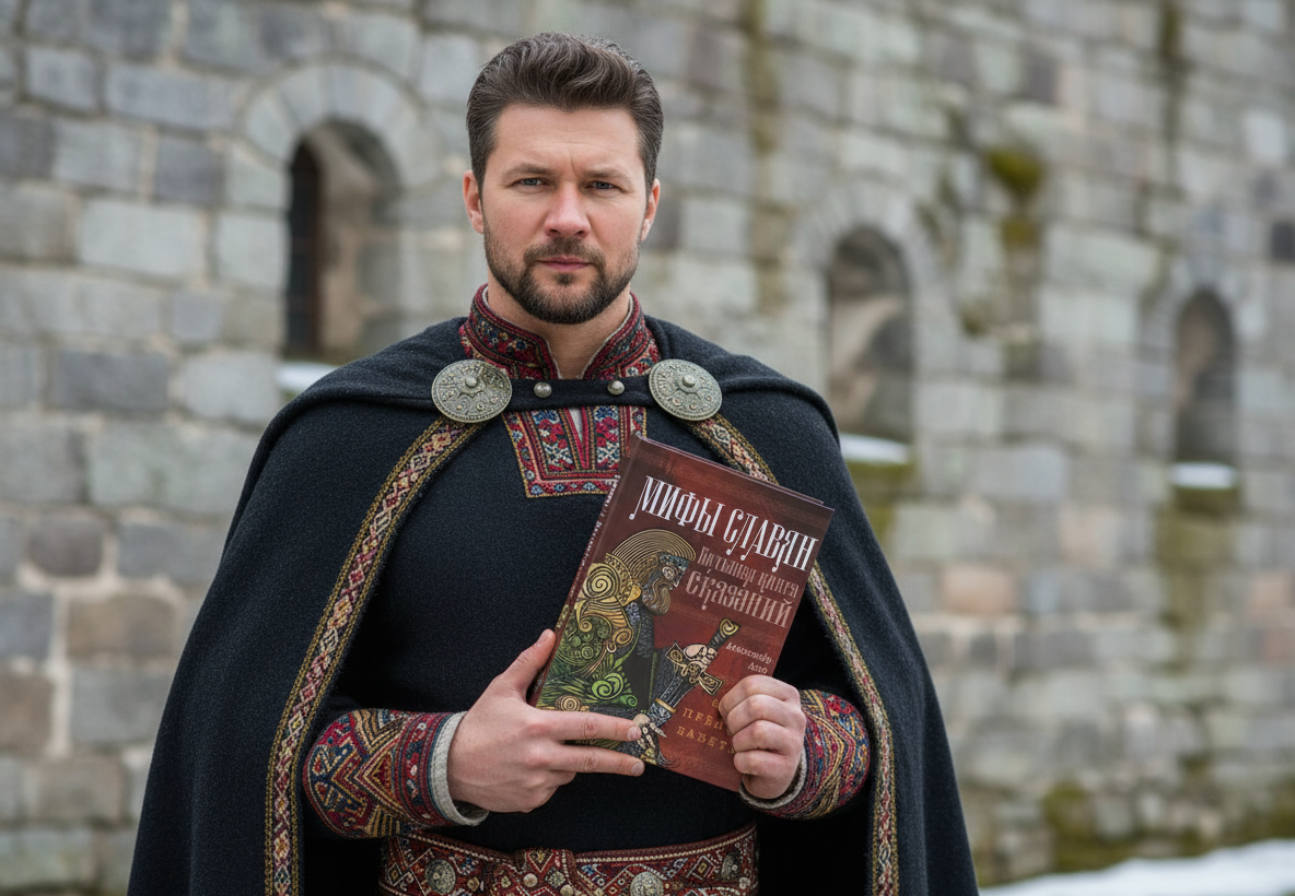 Фото автора с книгой "Мифы славян"