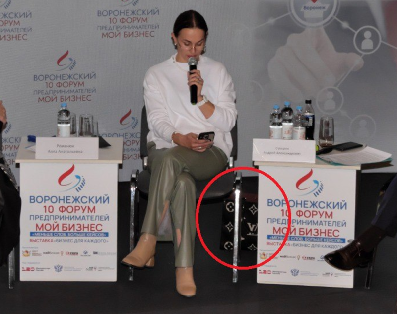    Сумочка была тактично задвинута подальше. Чтобы глаза не мозолить. Фото: кадр с форума предпринимателей