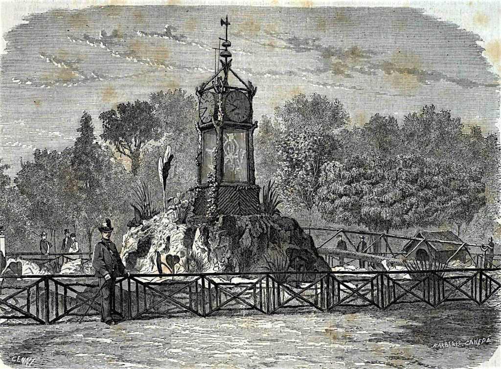 Водяные часы на вилле Боргезе (Эстамп, 1874 г. Гравёры: Барберис и Канеди - L'Illustrazione Italiana 1874)